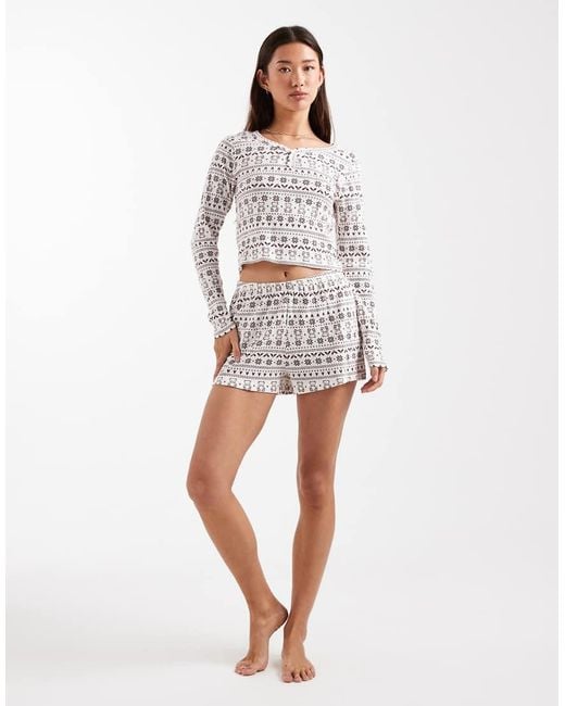New Look White Bear Pointelle Pyjamas