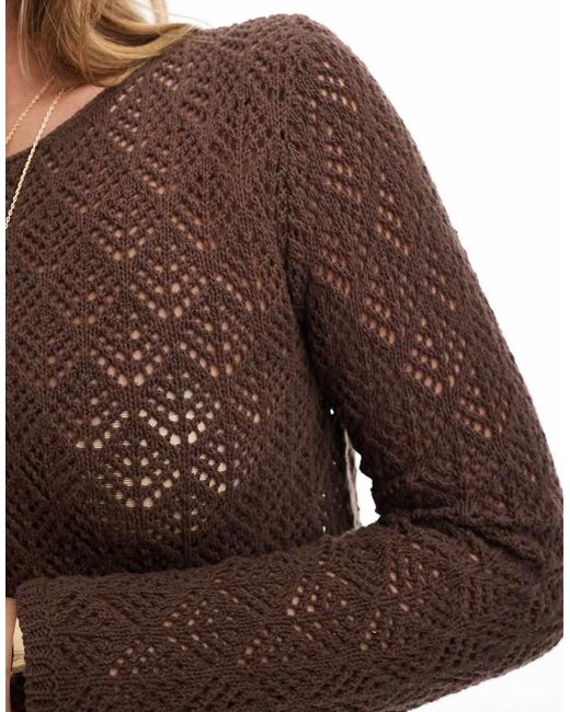 Stradivarius Fijngebreid Vest Met Lange Mouwen in het Brown