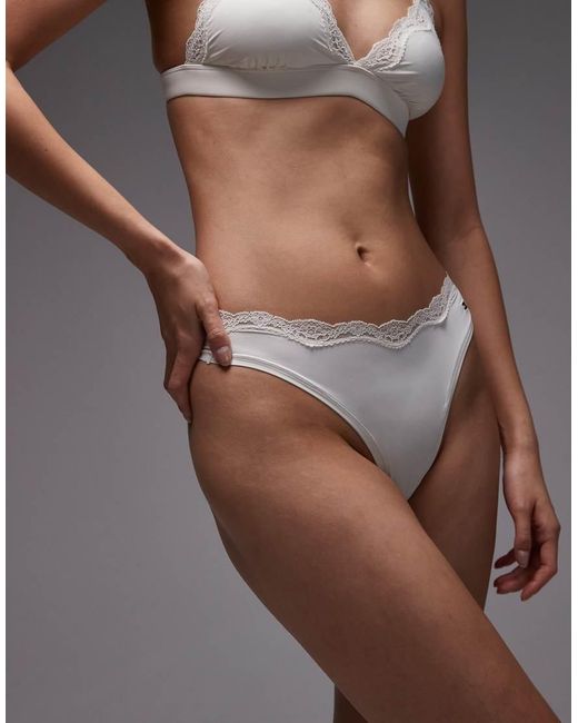 Tommy Hilfiger Gray Microfibre Lace Thong