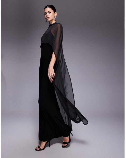 ASOS Black exaggerated Cape Maxi Dress