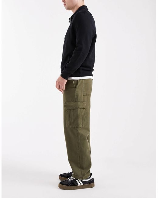 ASOS Black Relaxed Tapered Cargo Trousers for men