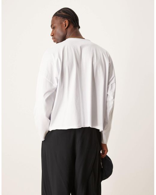 ASOS White Super Oversized Boxy Long Sleeve T-Shirt With Raw Edge for men