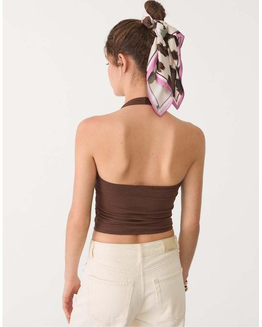 Stradivarius Brown Halter Crop Top