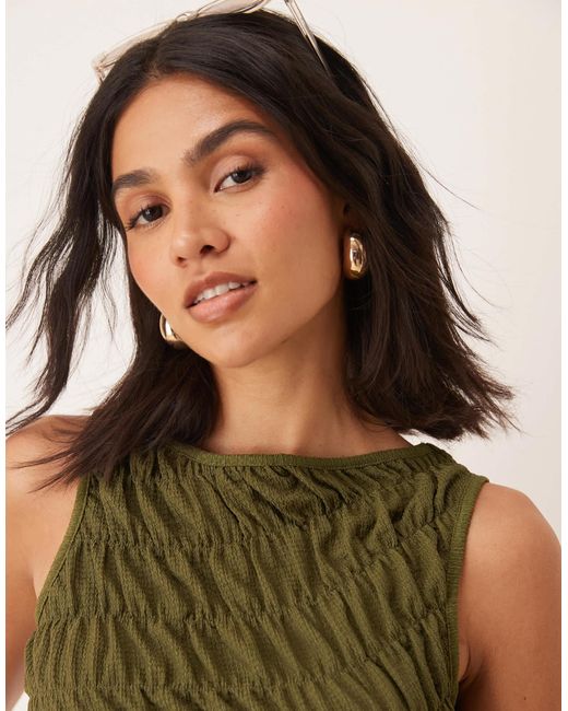 ASOS Green Asymmetric Shirred Top