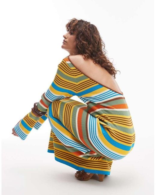 TOPSHOP White Knitted Maxi Dress With Scoop Back