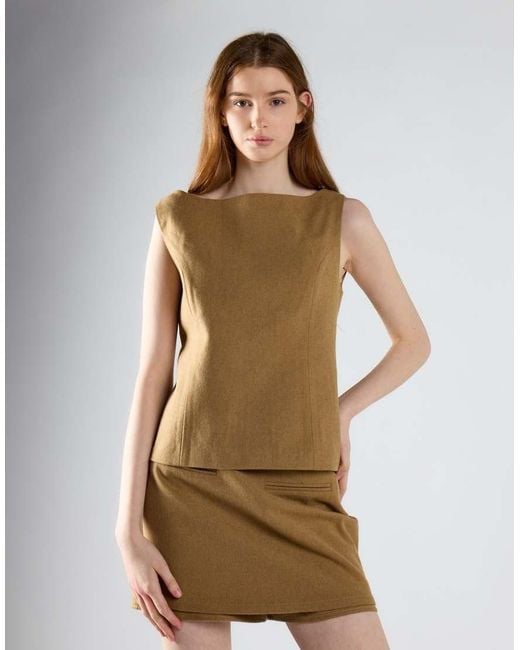 Glamorous Brown Boatneck Tailored Fit Top