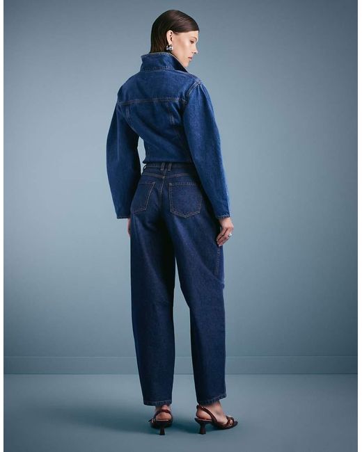 Miss Selfridge Blue Barrel Leg Jeans