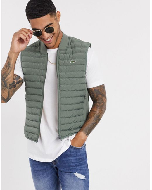 Lacoste Quilted Gilet Jacket in Green 