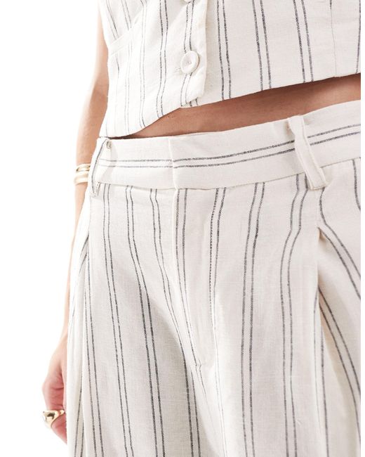 Mango White Stripe Linen Mix Co-ord Trousers