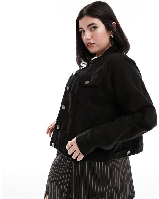 Yours Black Cropped Denim Jacket