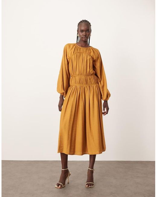 ARRANGE Natural Cotton Smock Midi Dress