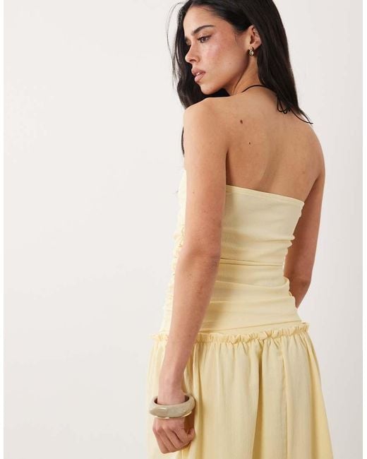 ASOS Natural Ruched Bandeau Top Set