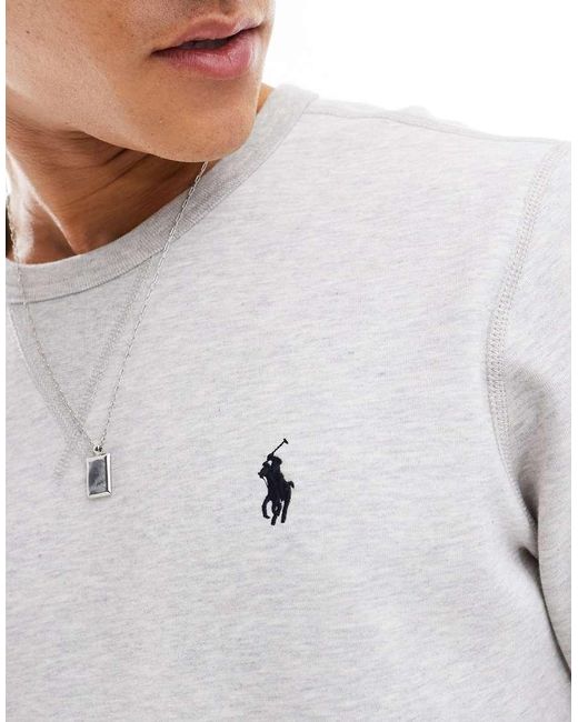 Polo Ralph Lauren Gray Icon Logo Double Knit Sweatshirt for men