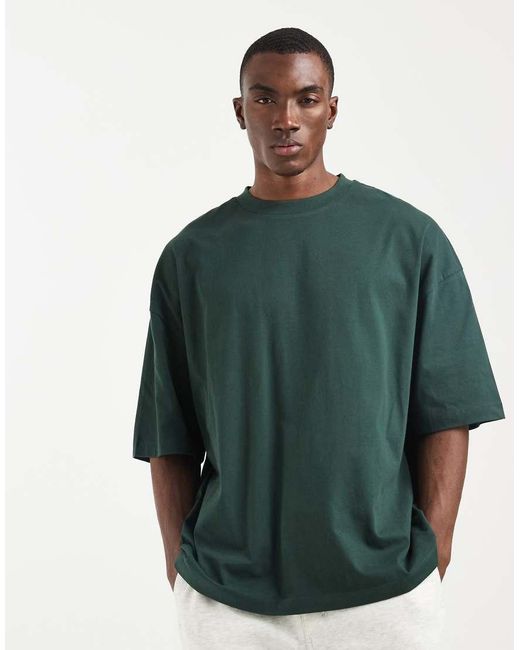 ASOS Green Oversized T-shirt With Everyday Essentials Text Graphic for men