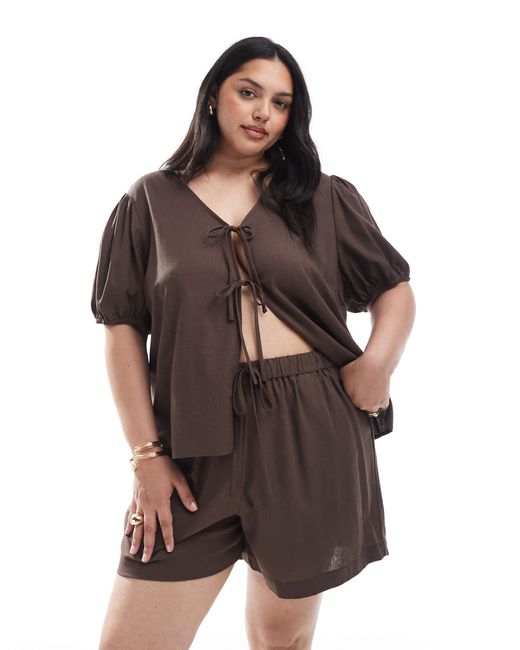 Pieces Plus Brown Pieces Curve Short