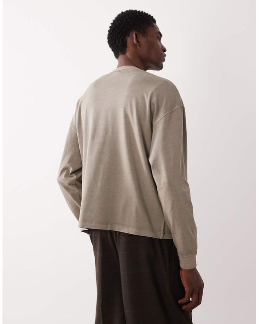 ASOS Natural Heavyweight Oversized Boxy Long Sleeve T-shirt for men