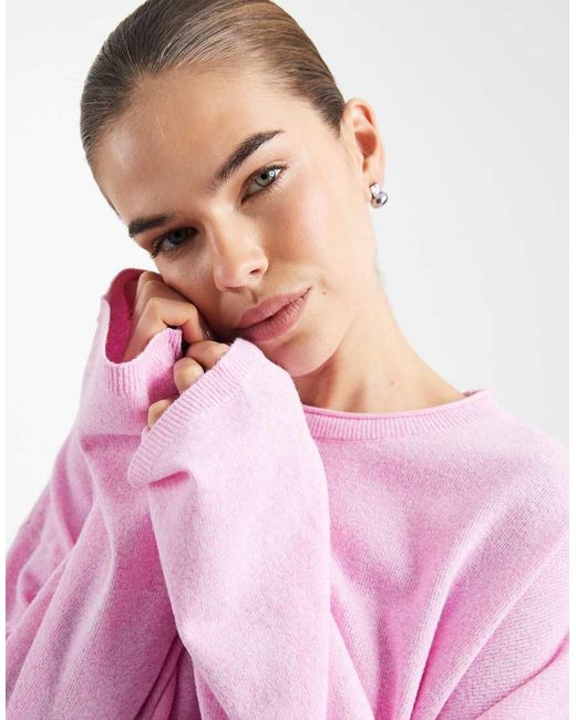 ONLY Pink Round Neck Boxy Knitted Top