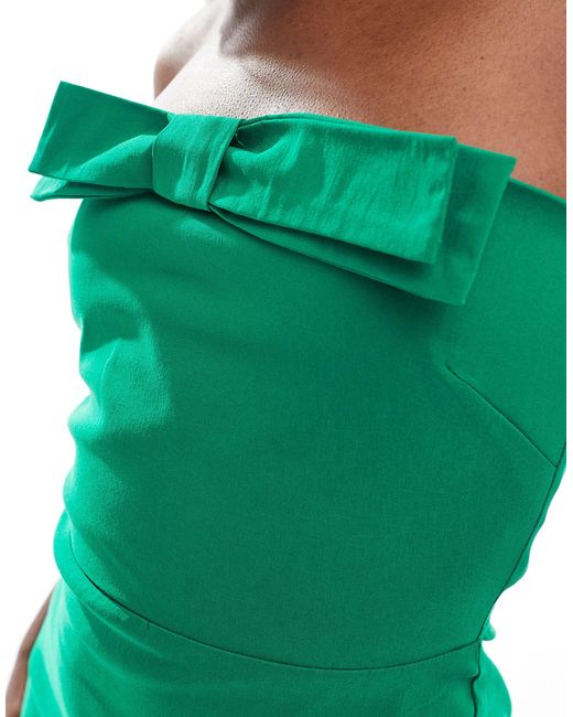 Vesper Green Bandeau Bow Detail Bodycon Midi Dress