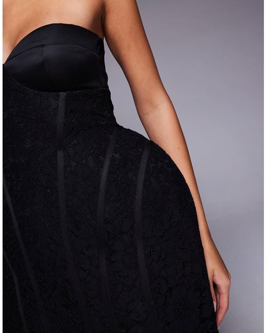 ASOS Blue Lace Bandeau Mini Dress With Sculpted Corset