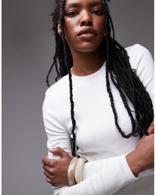 TOPSHOP Gray – geripptes, langärmliges t-shirt