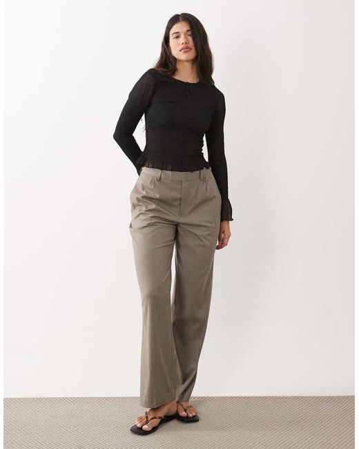 ASOS Black Mesh Shirred Button Down Long Sleeve Top