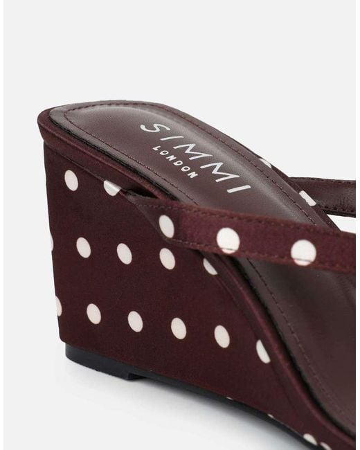 SIMMI Brown Emeriee Toe Post Wedge Sandals