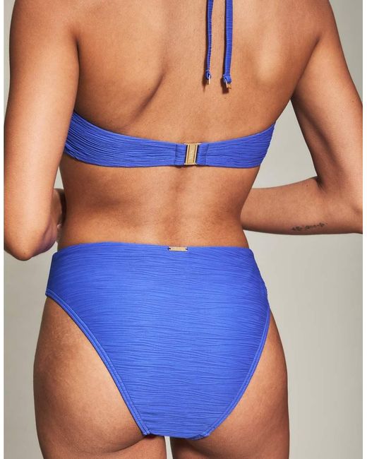 KBX Blue Knickerbox Crinkle Texture High Waist Bikini Bottoms
