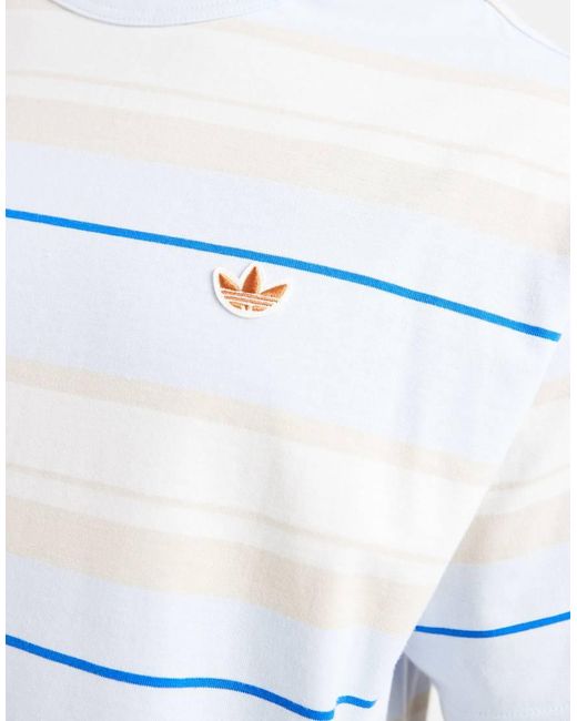 Adidas Originals White Relaxed Striped T-shirt for men