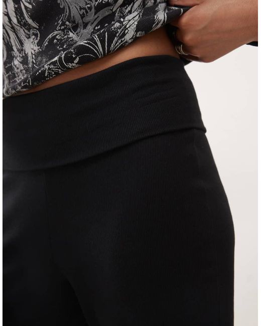 Collusion Black Foldover Waist Ribbed Flare Yoga Pant
