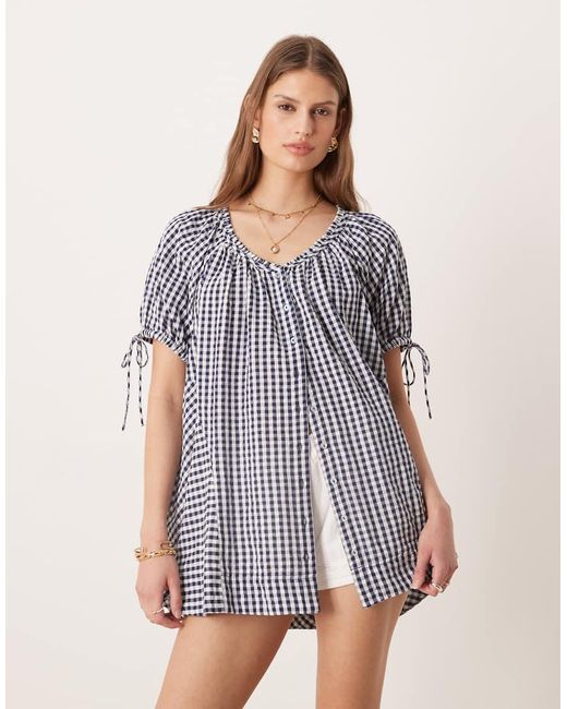 Free People Gray Farley Gingham Tunic Dress
