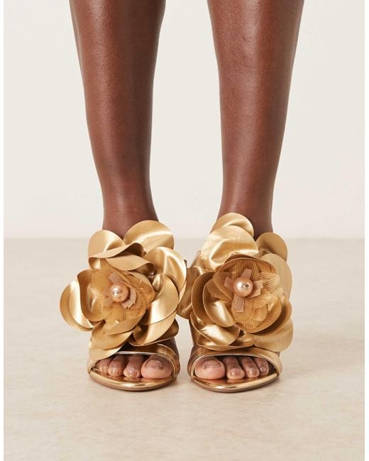 ASOS Brown Nori Double Strap Mule With Oversized Corsage