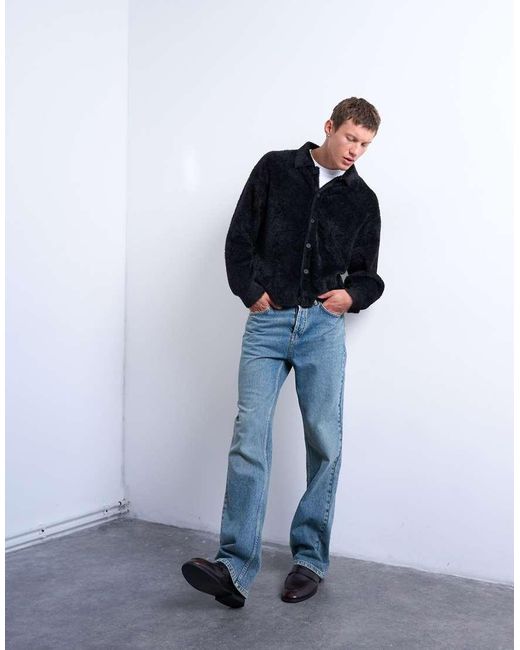 Topman Black Fluffy Knit Cardigan for men