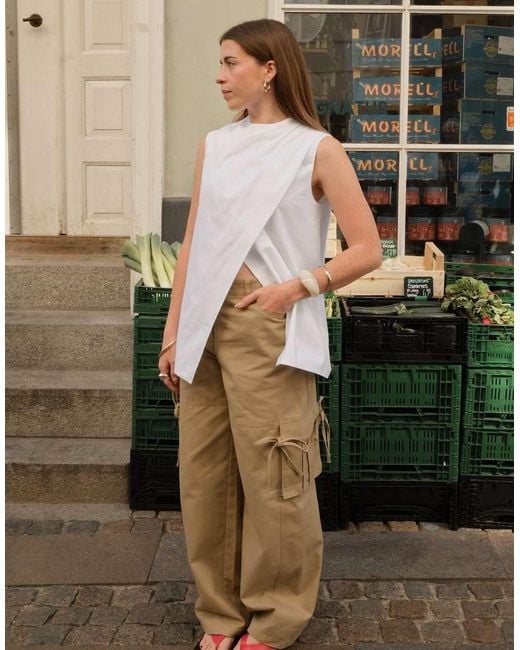 NA-KD Green X Charlotte Olivia Cotton Pocket Tie Detail Trousers