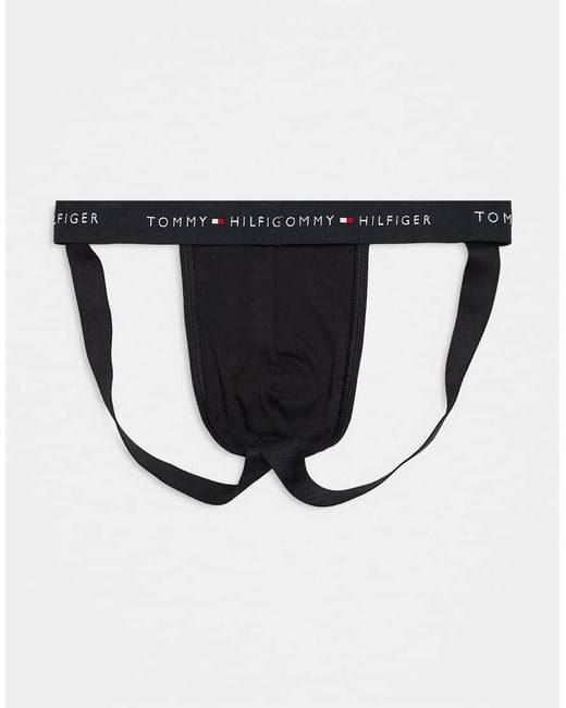 Tommy Hilfiger Black Signature Cotton 3 Pack Jockstraps for men