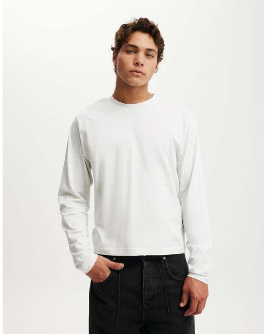 Cotton On White Cropped Fit Long Sleeve T-shirt for men