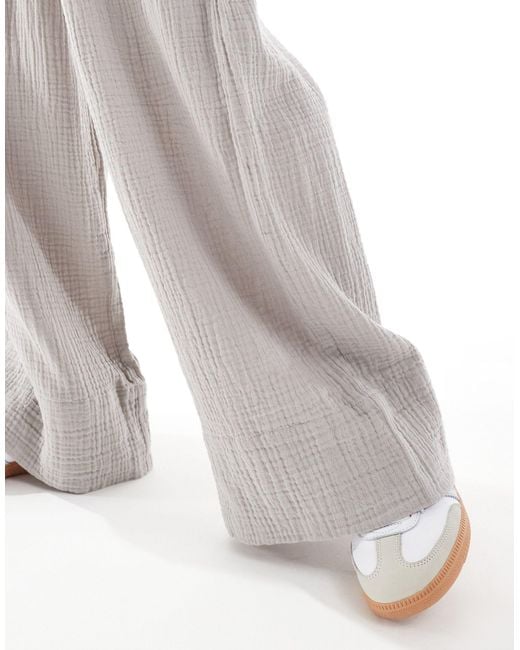 ASOS White Asos Design Petite Cheesecloth Tie Waist Trouser