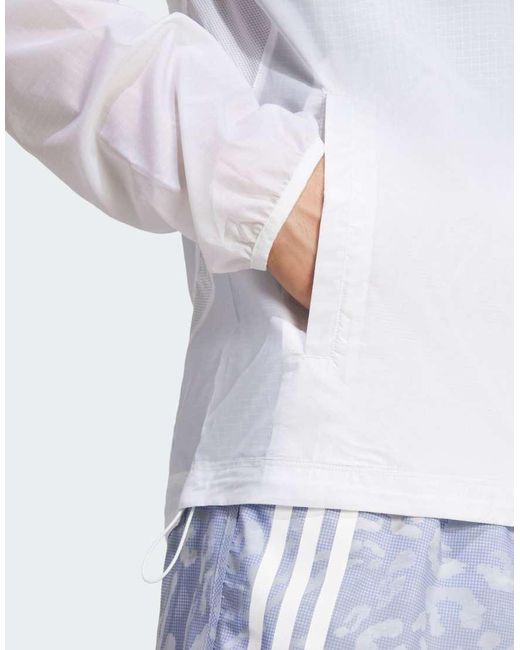 Adidas Originals White Own The Run 3-Stripes Packable Jacket for men