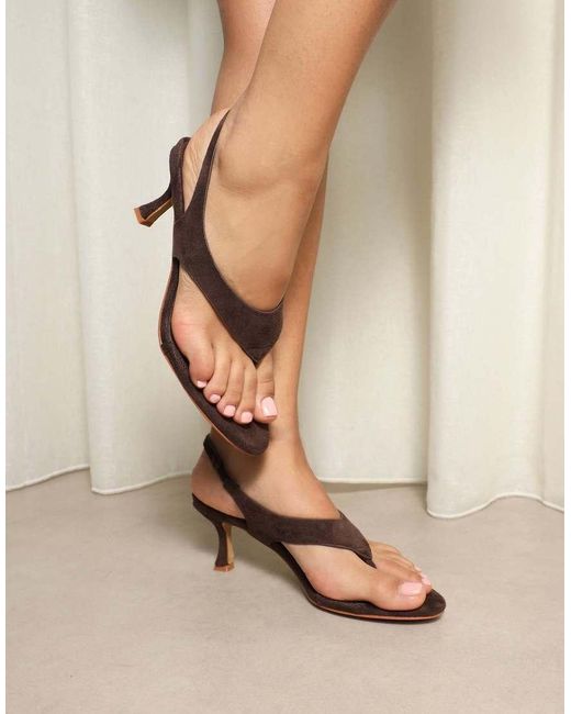 SIMMI Brown Raneece Toe Post Heeled Sandals
