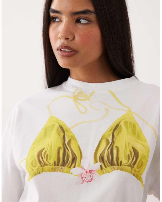 Kiwi & Co White Cotton Bikini Graphic Oversized T-Shirt