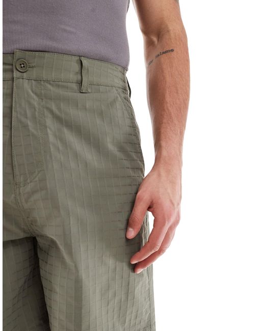 ASOS Gray Long Length Textured Shorts With Workwear Patch for men