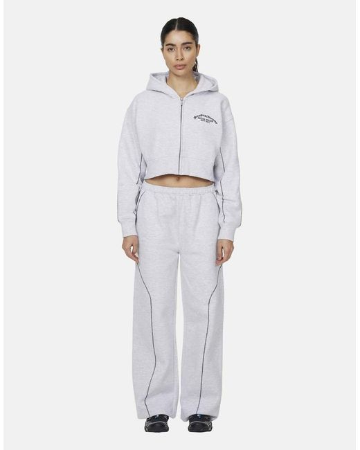Good For Nothing White Coverlock Stitching Baggy Joggers