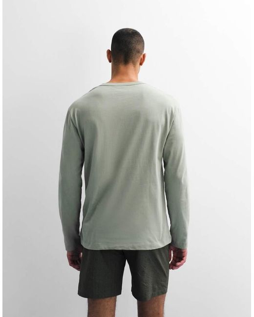 ASOS Gray Relaxed Long Sleeve Henley T-shirt for men