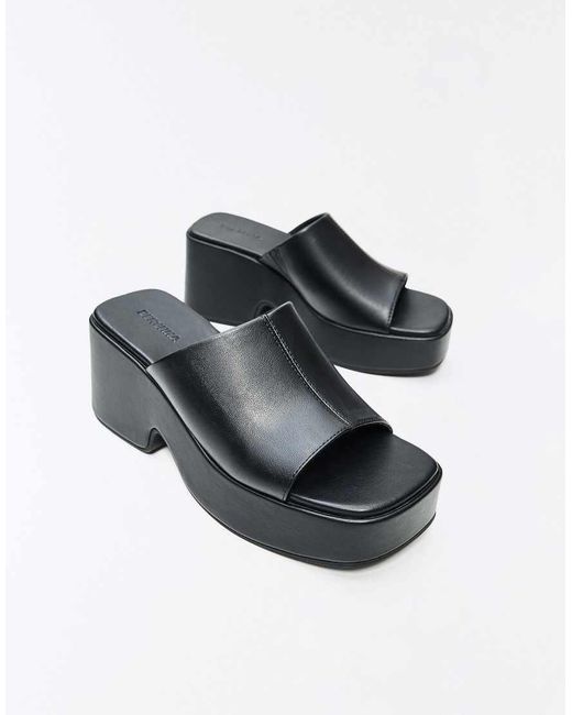 Bershka White Platform Mule Sandals