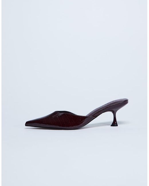 TOPSHOP White Ivette Croc Patent Close Toe Mule
