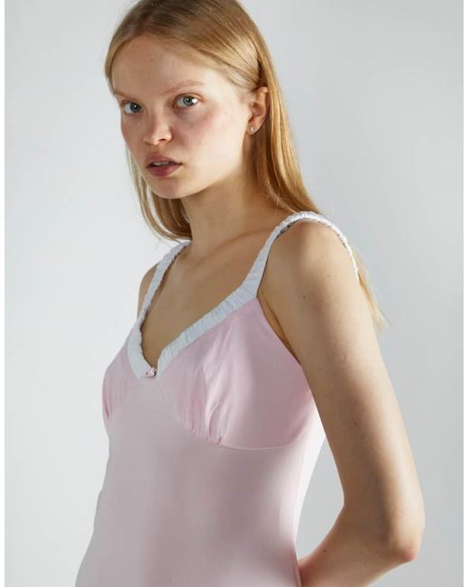 Glamorous Pink Contrast Scrunchie Strap Midi Dress