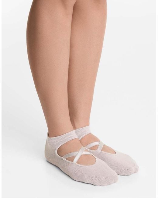 Oysho White 2 Pairs Of Cotton Blend Yoga And Pilates Socks With Crossover Straps