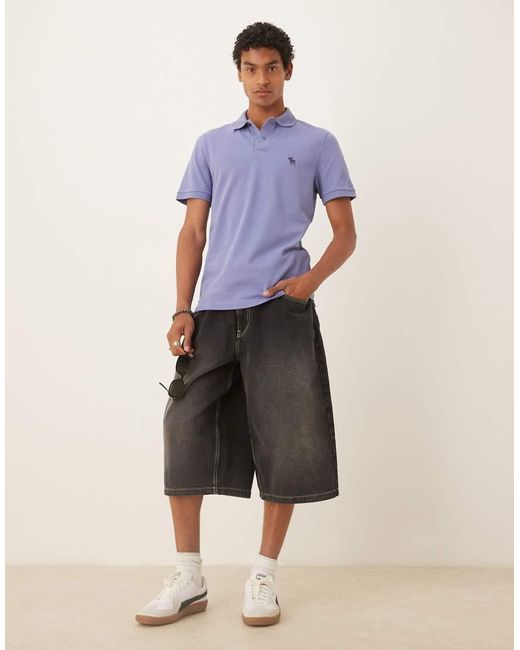 Abercrombie & Fitch Purple Textured Icon Detail Polo Top for men
