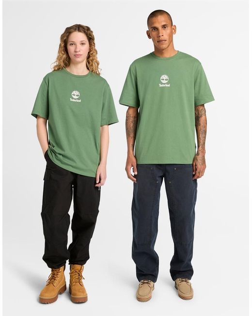 Timberland Green Print Stack Logo Short-Sleeve Tee for men