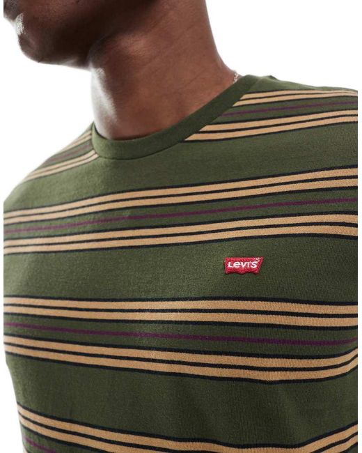 Levi's Gestreept T-Shirt Met Origineel Vleermuislogo in het Green voor heren