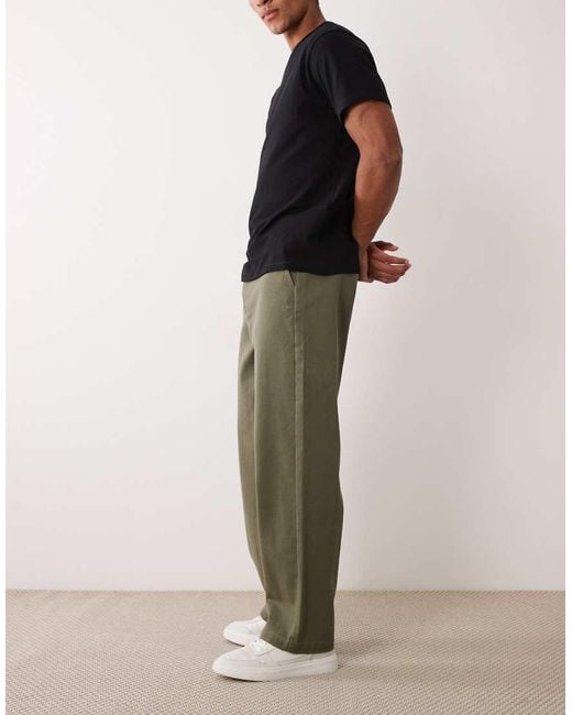 ASOS Green Loose Straight Canvas Pants for men